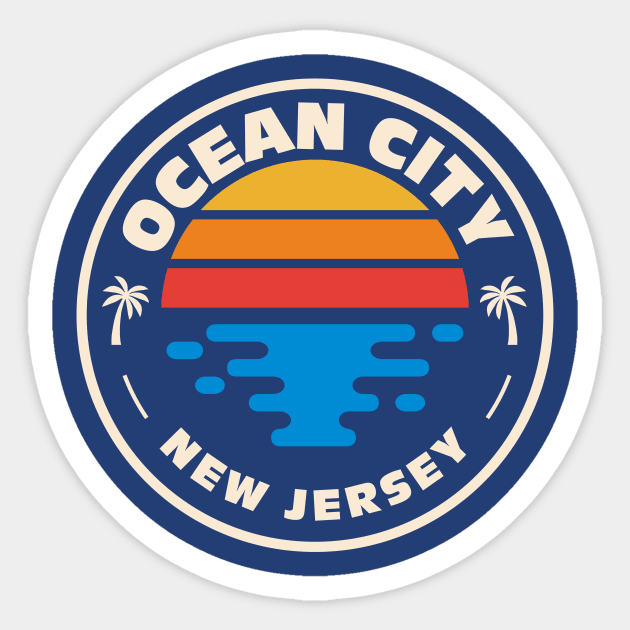 Retro Ocean City New Jersey Vintage Beach Surf Emblem Sticker by Now Boarding